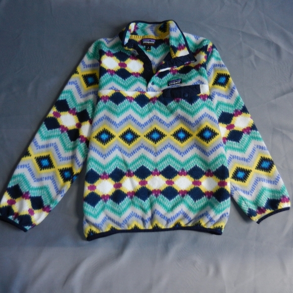 Patagonia Synchilla Sweater Adult Size Medium Blue Geometric Fleece Snap T 25455 - Picture 10 of 15